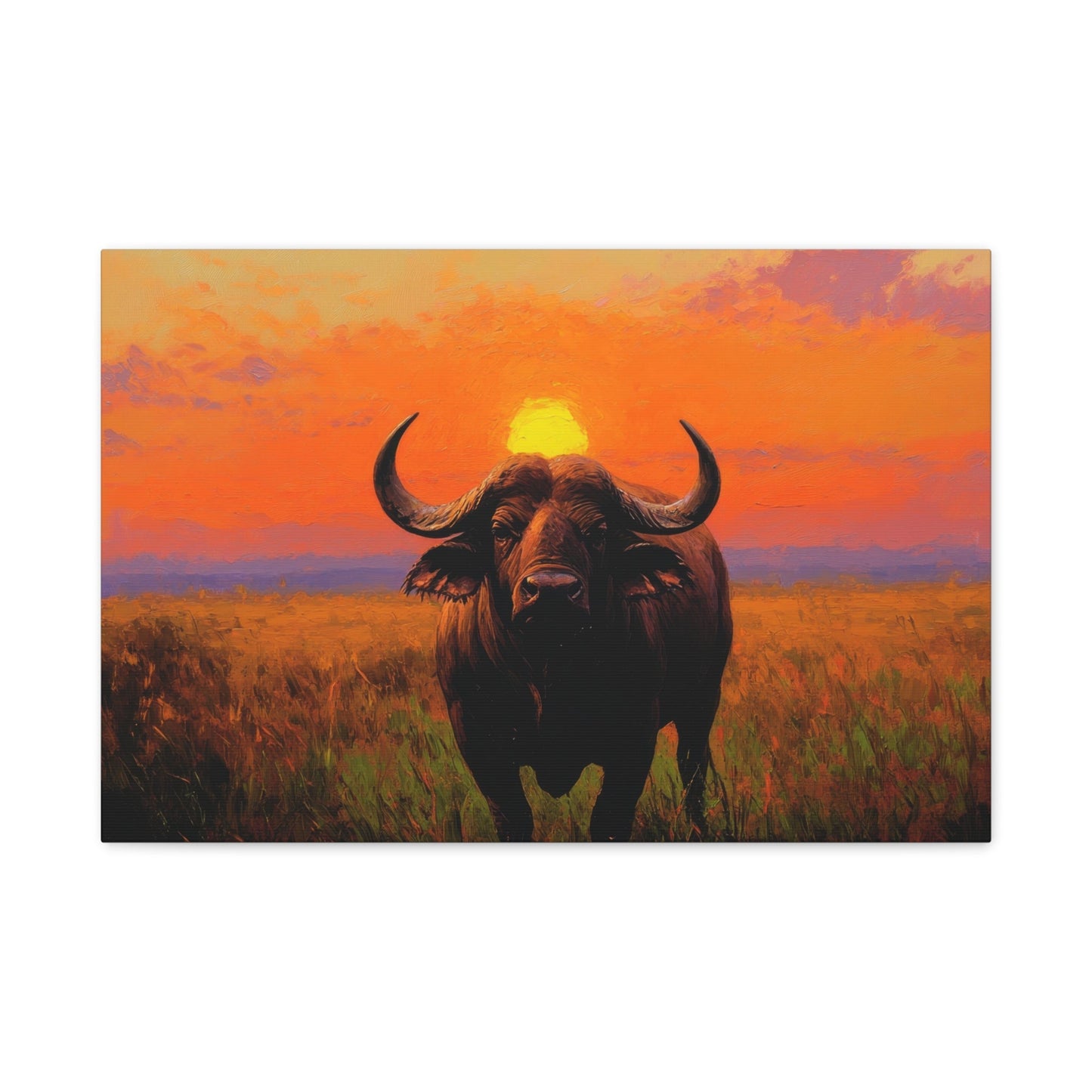 Buffalo & African Sunset - Animal Wall Art - Aestheticanvas