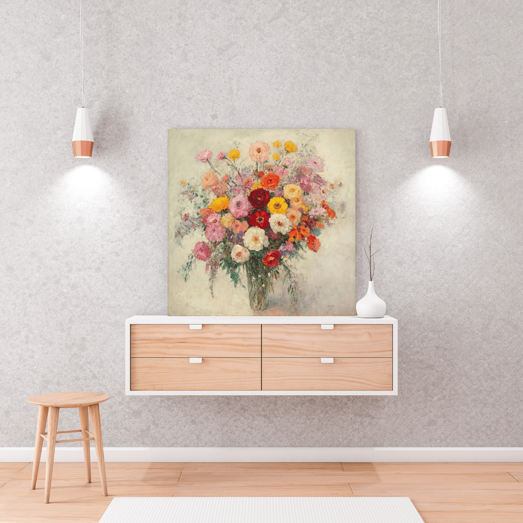 Bursting Bouquet in Vase - Flower Wall Art - Aestheticanvas