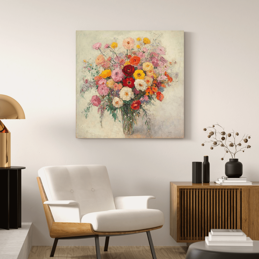 Bursting Bouquet in Vase - Flower Wall Art - Aestheticanvas