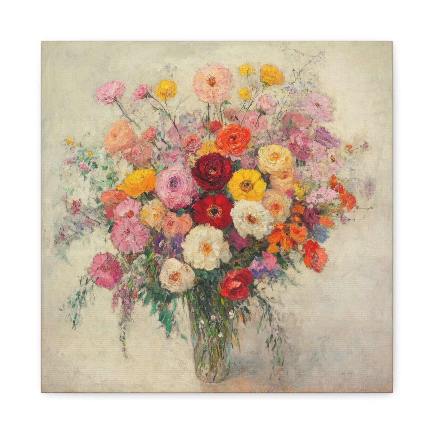 Bursting Bouquet in Vase - Flower Wall Art - Aestheticanvas