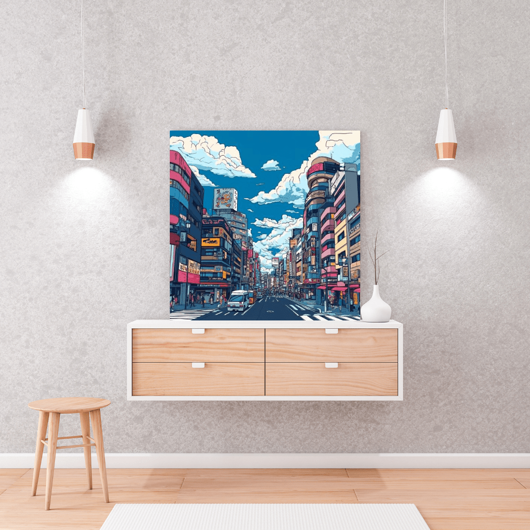 Bustling Tokyo Street Scene - Urban Wall Art - Aestheticanvas