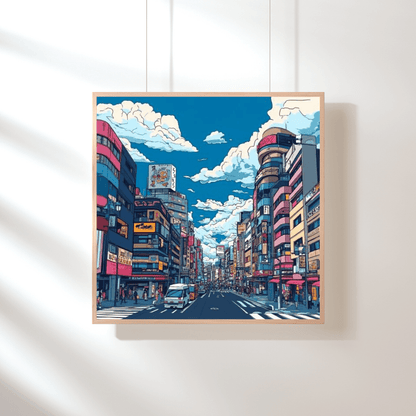 Bustling Tokyo Street Scene - Urban Wall Art - Aestheticanvas