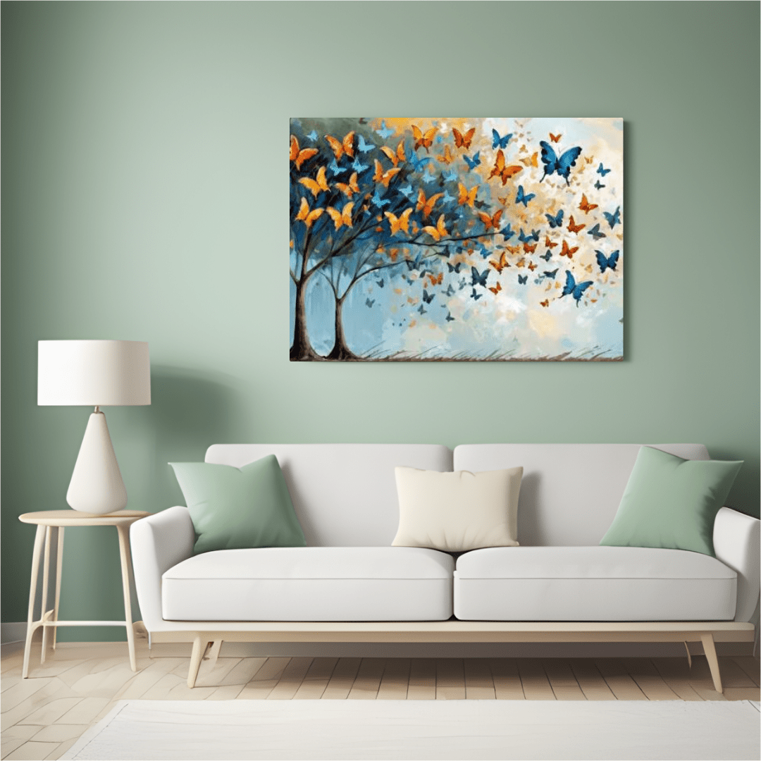 Butterflies & Trees - Abstract Wall Art - Aestheticanvas