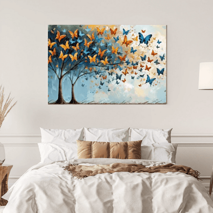 Butterflies & Trees - Abstract Wall Art - Aestheticanvas