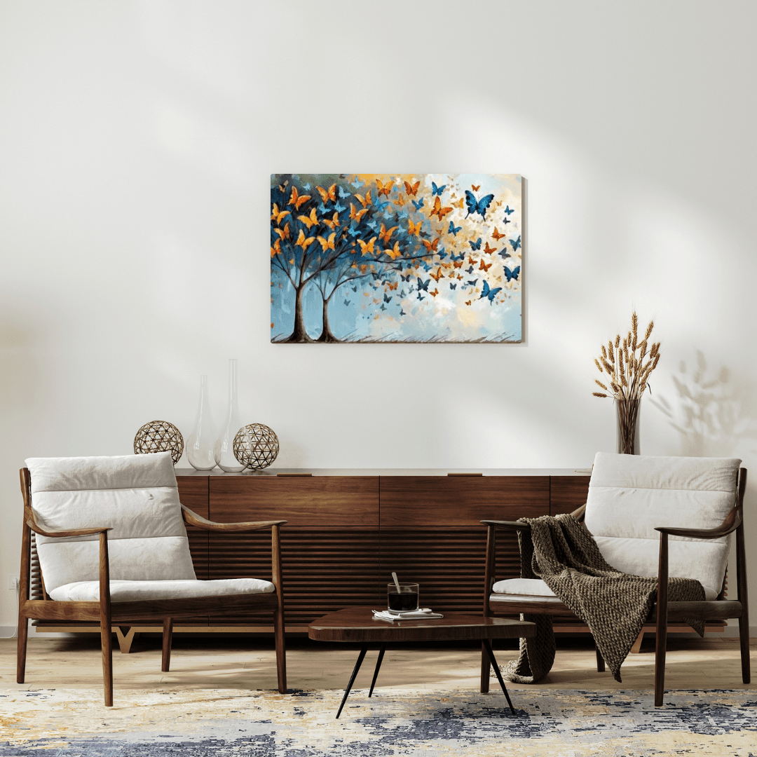 Butterflies & Trees - Abstract Wall Art - Aestheticanvas