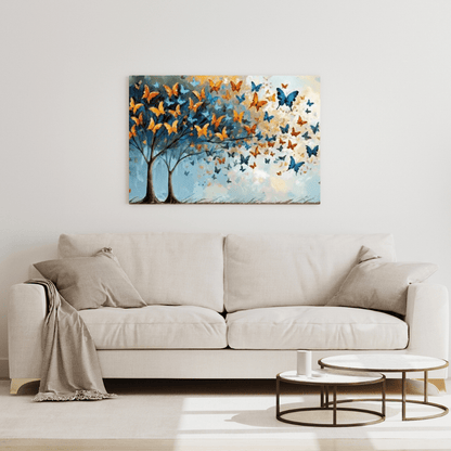 Butterflies & Trees - Abstract Wall Art - Aestheticanvas