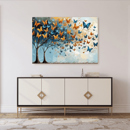 Butterflies & Trees - Abstract Wall Art - Aestheticanvas