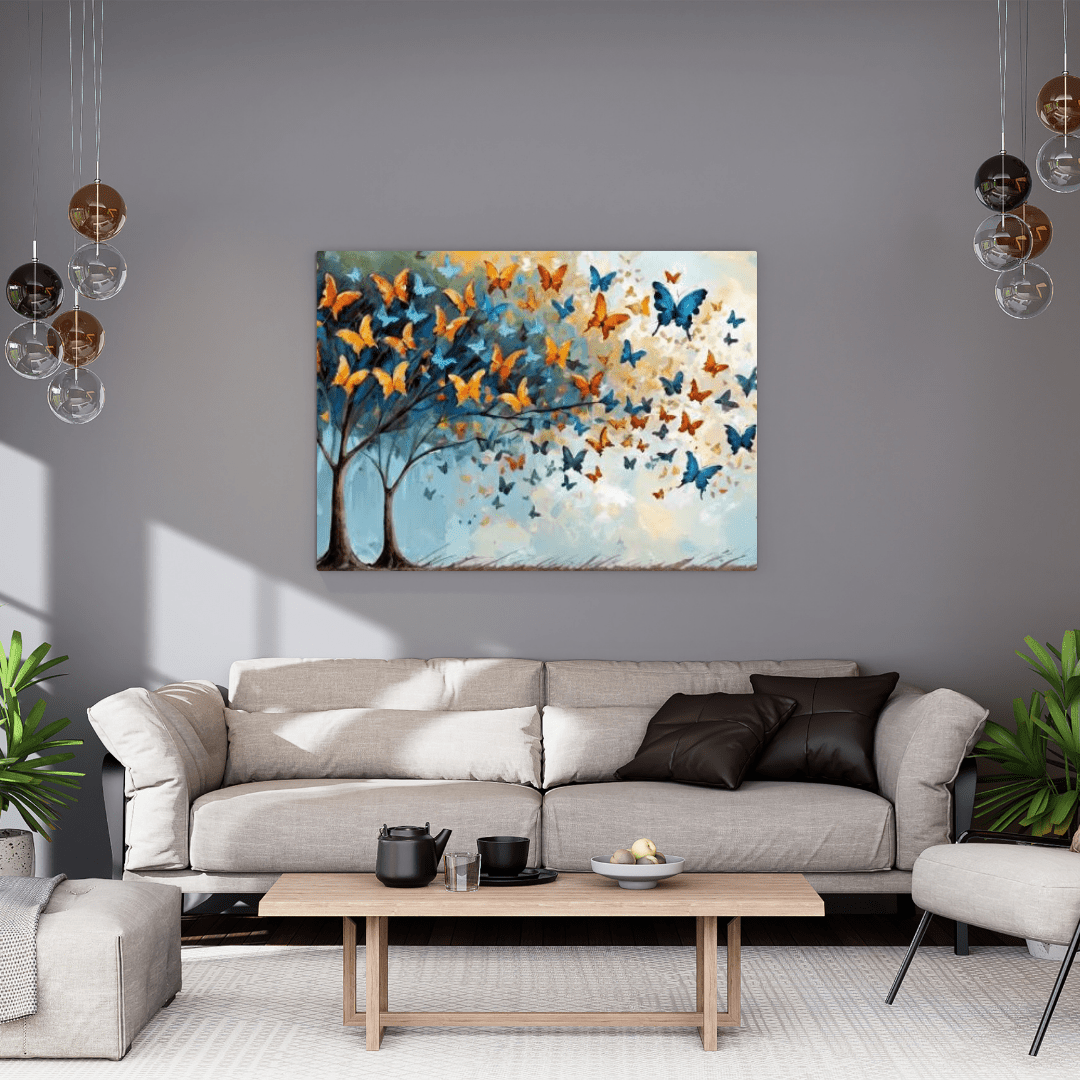 Butterflies & Trees - Abstract Wall Art - Aestheticanvas