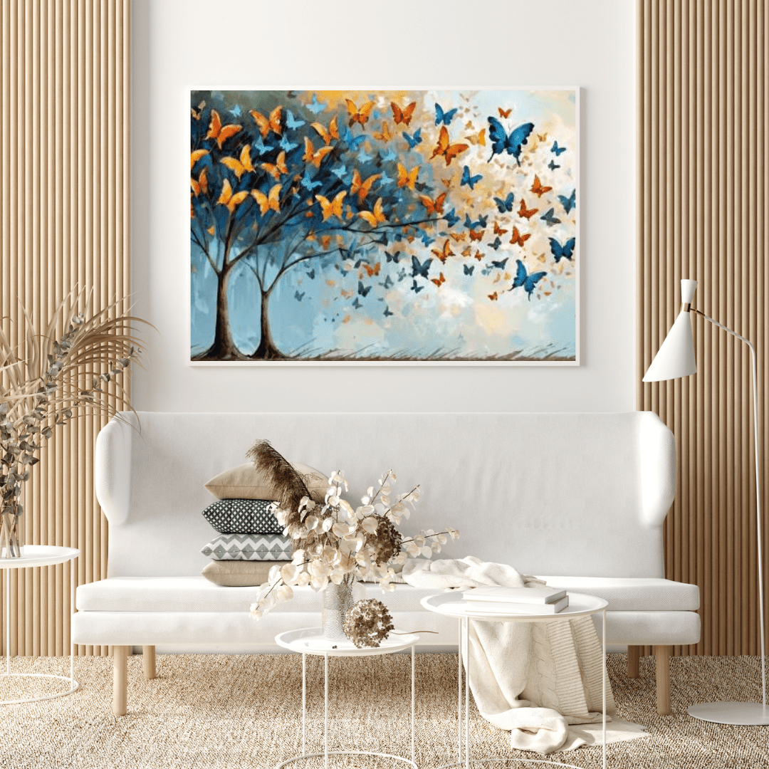 Butterflies & Trees - Abstract Wall Art - Aestheticanvas