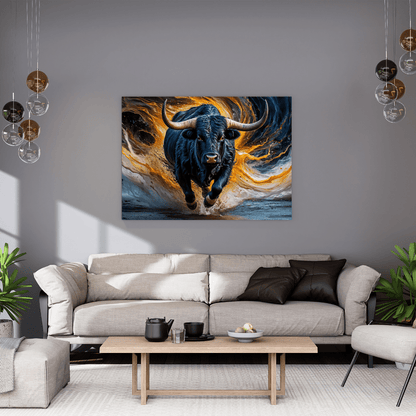 Charging Bull of Power - Animal Wall Art - Aestheticanvas