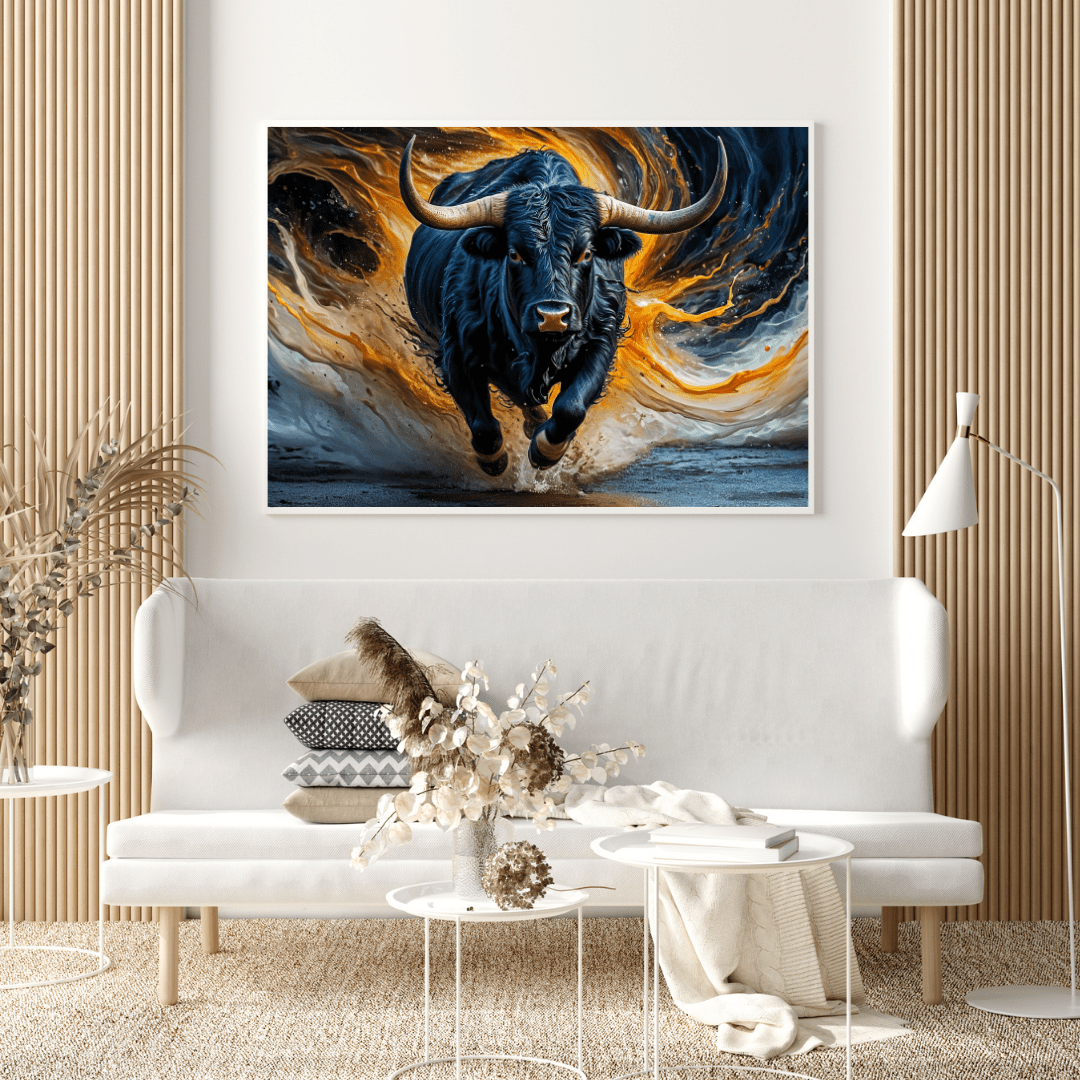 Charging Bull of Power - Animal Wall Art - Aestheticanvas