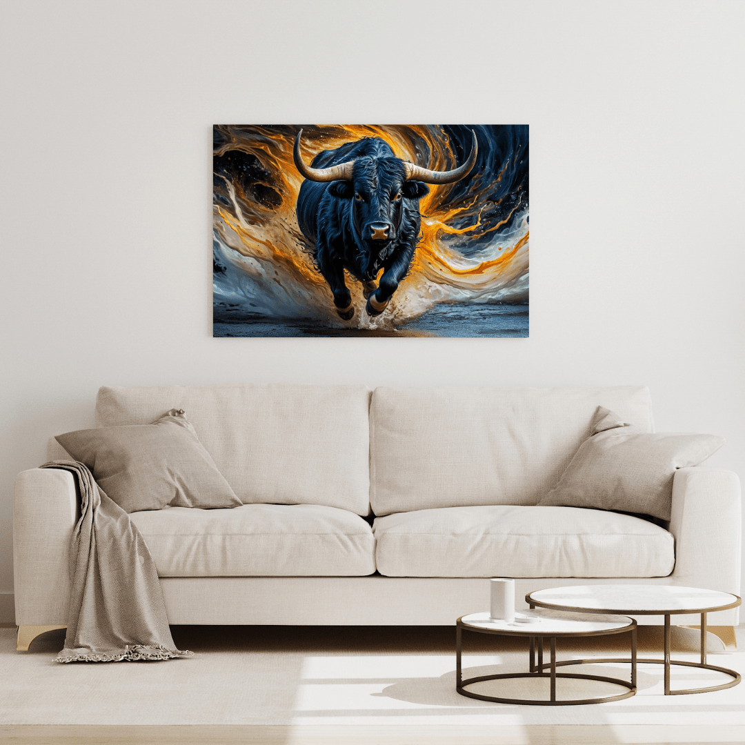 Charging Bull of Power - Animal Wall Art - Aestheticanvas