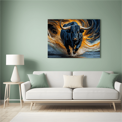 Charging Bull of Power - Animal Wall Art - Aestheticanvas