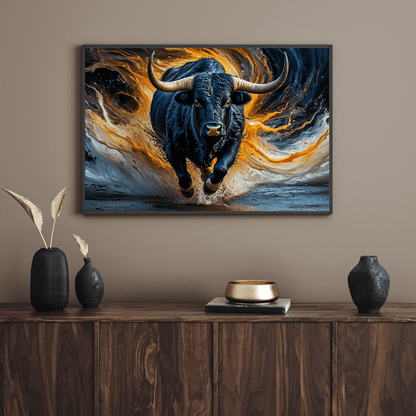 Charging Bull of Power - Animal Wall Art - Aestheticanvas