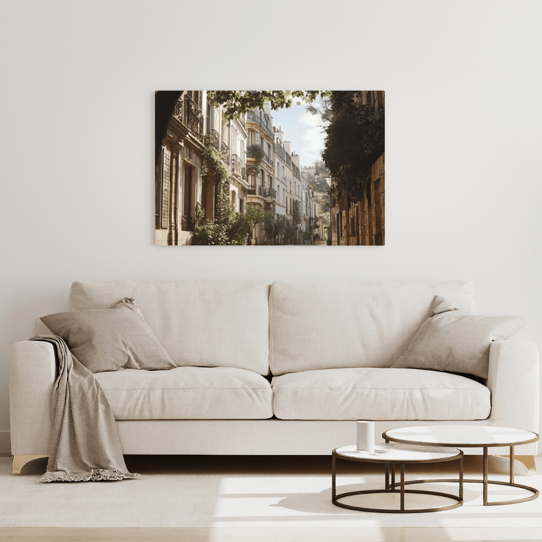 Charming European Street Scene - Cityscape Wall Art - Aestheticanvas