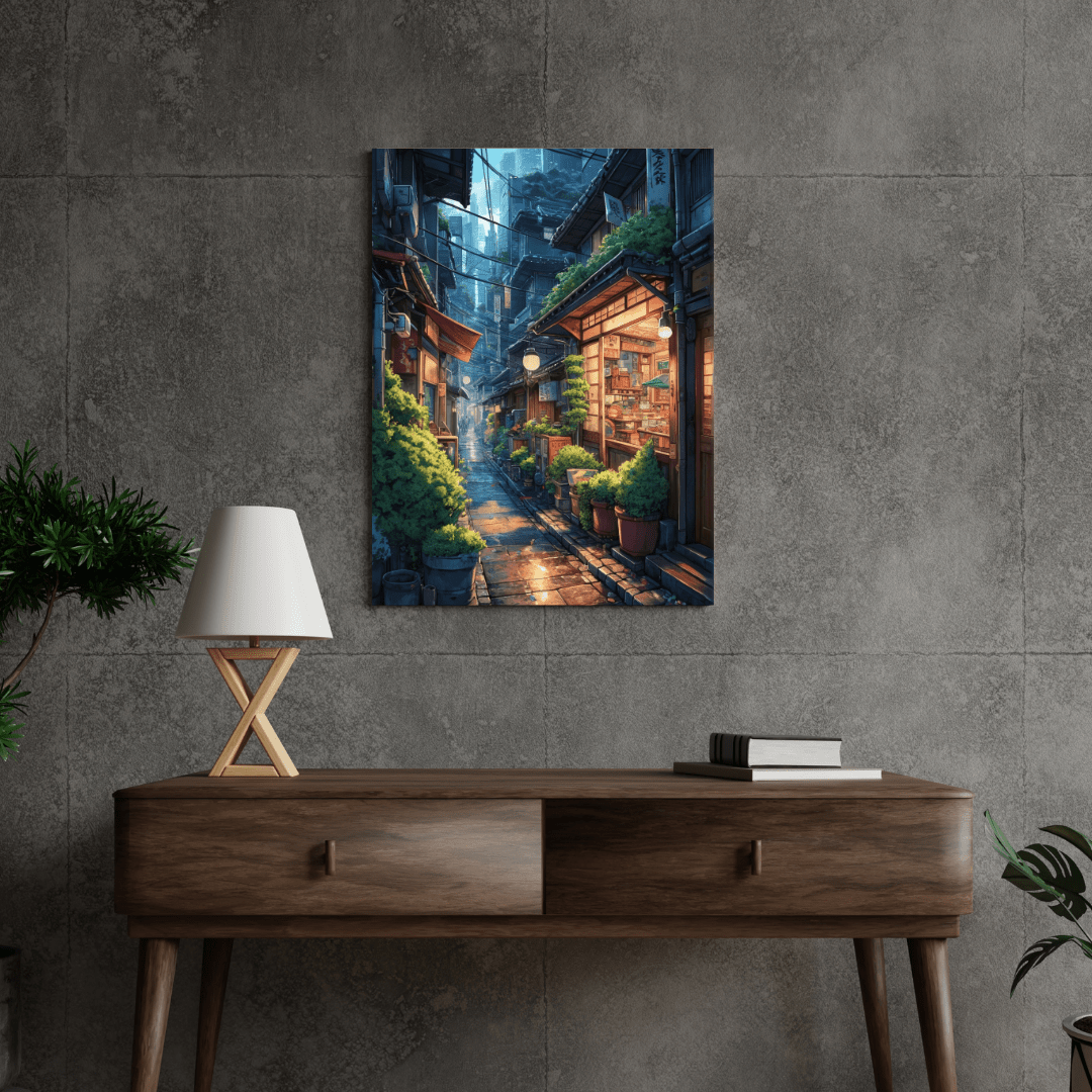 Charming Japanese Alleyway Scene - City Wall Art - Aestheticanvas