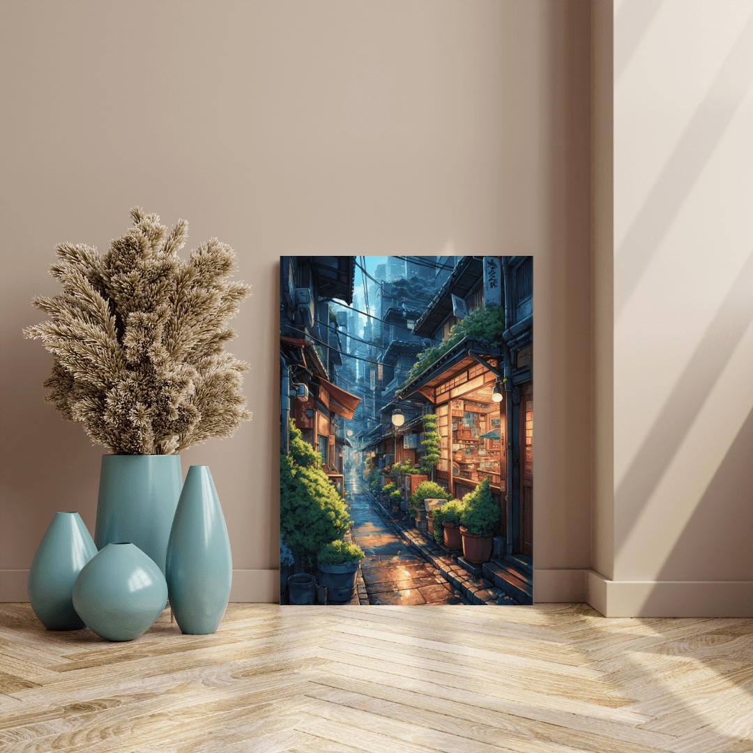 Charming Japanese Alleyway Scene - City Wall Art - Aestheticanvas