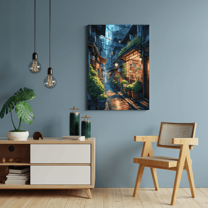 Charming Japanese Alleyway Scene - City Wall Art - Aestheticanvas