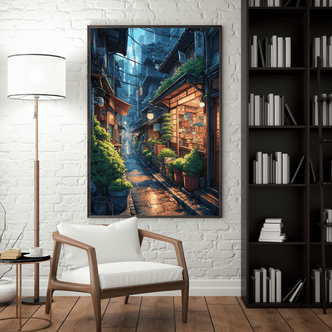 Charming Japanese Alleyway Scene - City Wall Art - Aestheticanvas