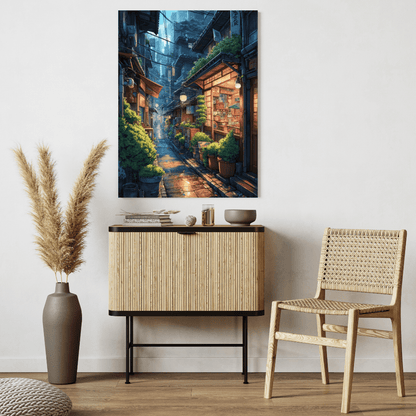 Charming Japanese Alleyway Scene - City Wall Art - Aestheticanvas