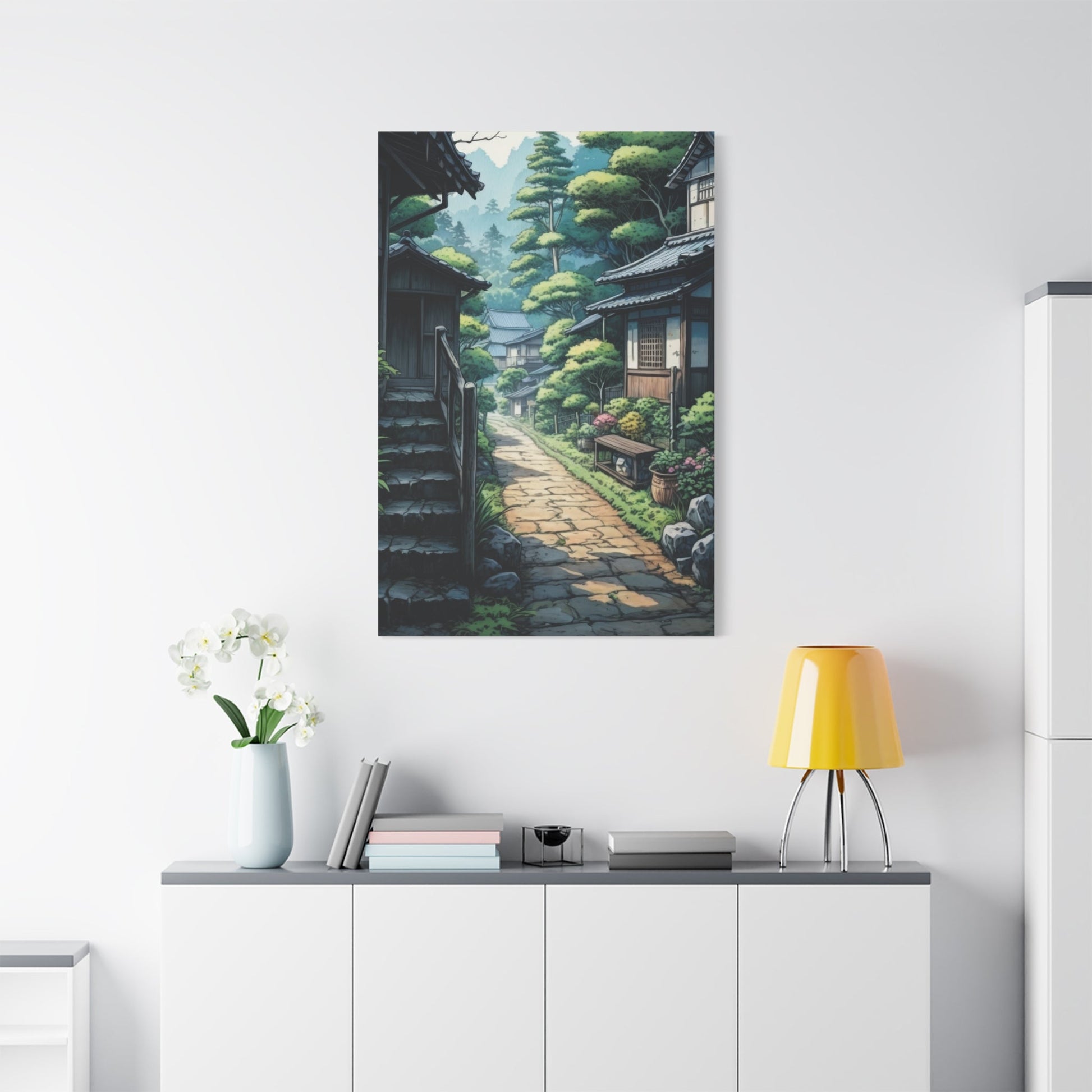 Charming Village Pathway - Japanese Wall Art - Aestheticanvas