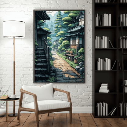 Charming Village Pathway - Japanese Wall Art - Aestheticanvas