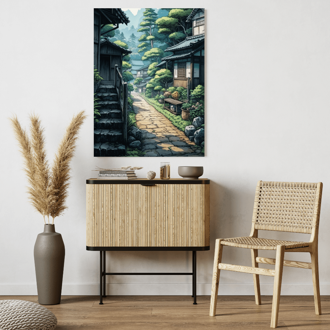 Charming Village Pathway - Japanese Wall Art - Aestheticanvas