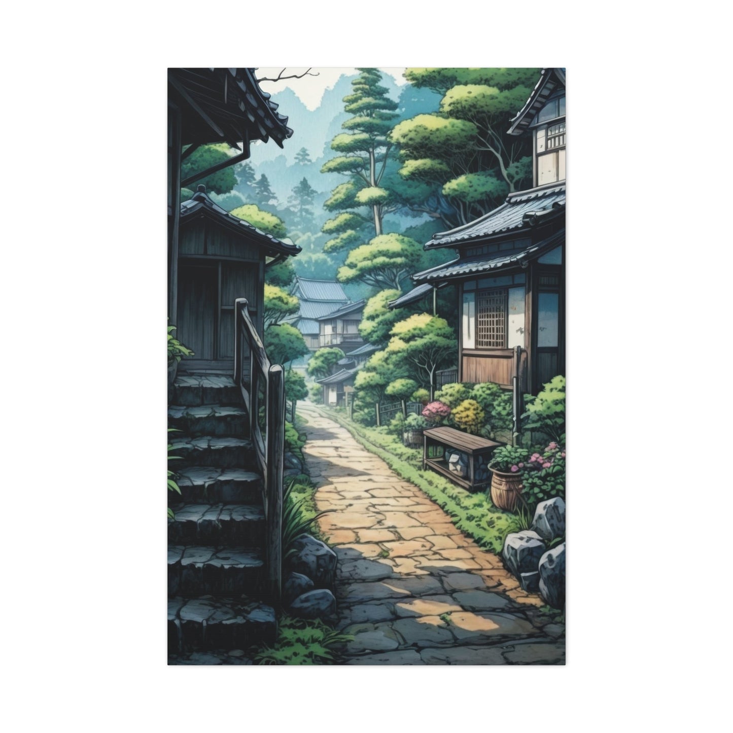 Charming Village Pathway - Japanese Wall Art - Aestheticanvas