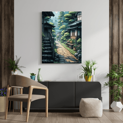 Charming Village Pathway - Japanese Wall Art - Aestheticanvas