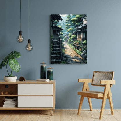 Charming Village Pathway - Japanese Wall Art - Aestheticanvas