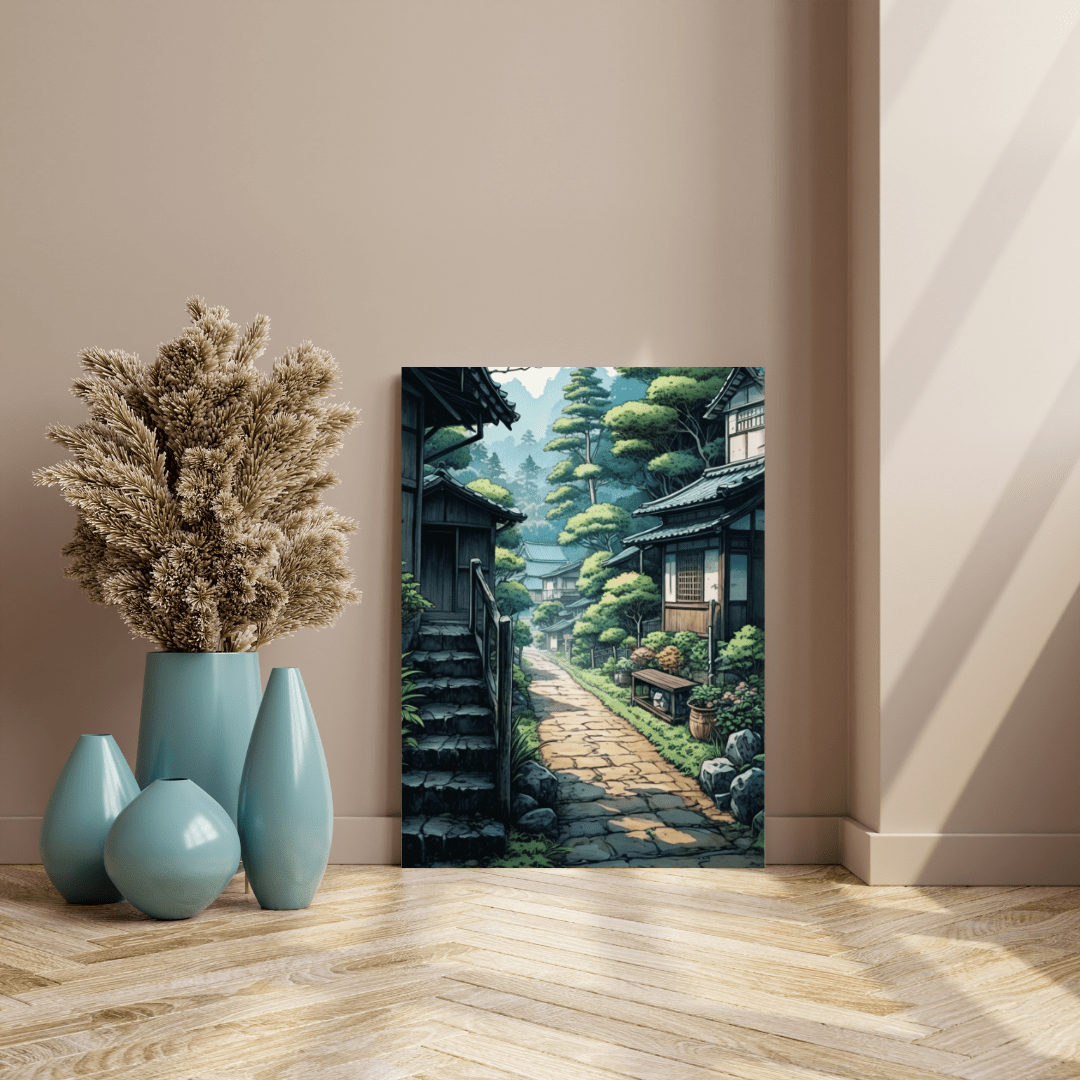 Charming Village Pathway - Japanese Wall Art - Aestheticanvas