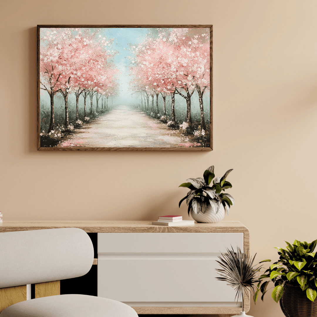 Cherry Blossom Pathway - Floral Wall Art - Aestheticanvas