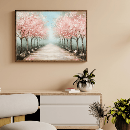 Cherry Blossom Pathway - Floral Wall Art - Aestheticanvas