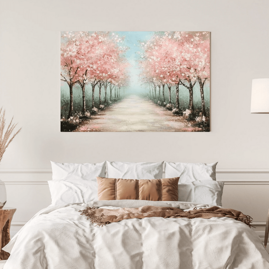 Cherry Blossom Pathway - Floral Wall Art - Aestheticanvas