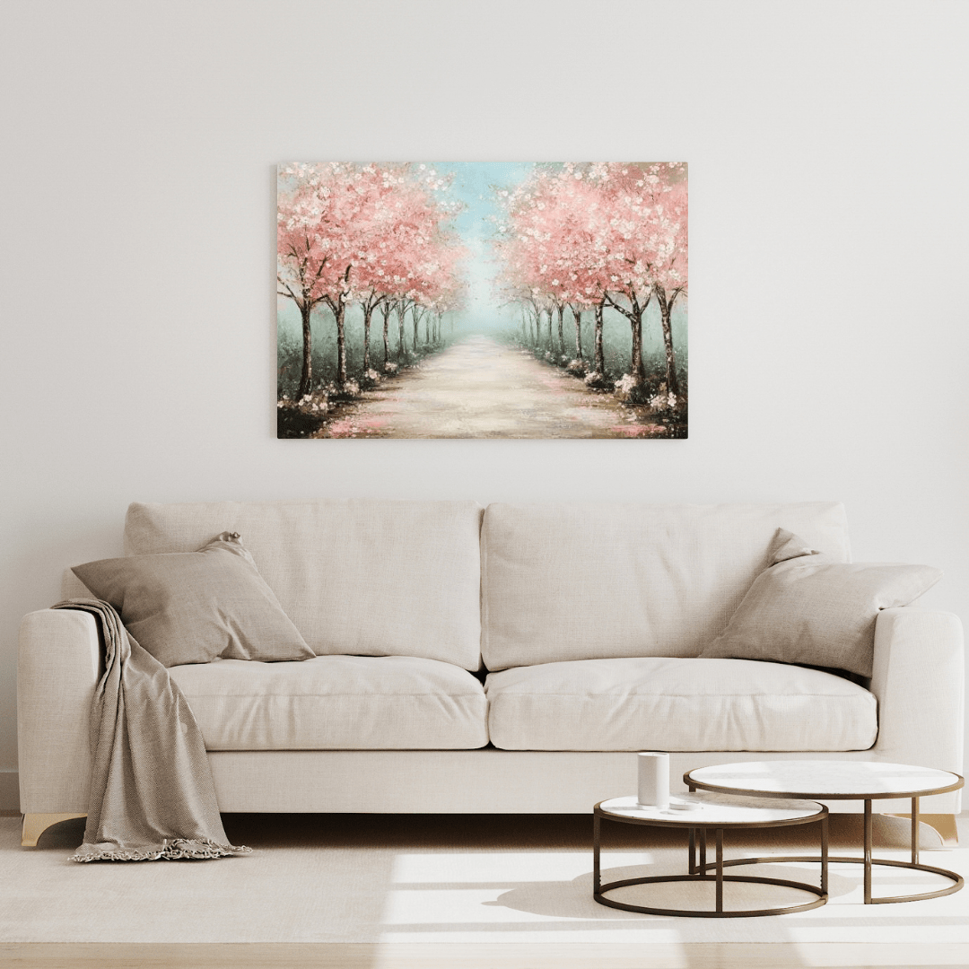 Cherry Blossom Pathway - Floral Wall Art - Aestheticanvas