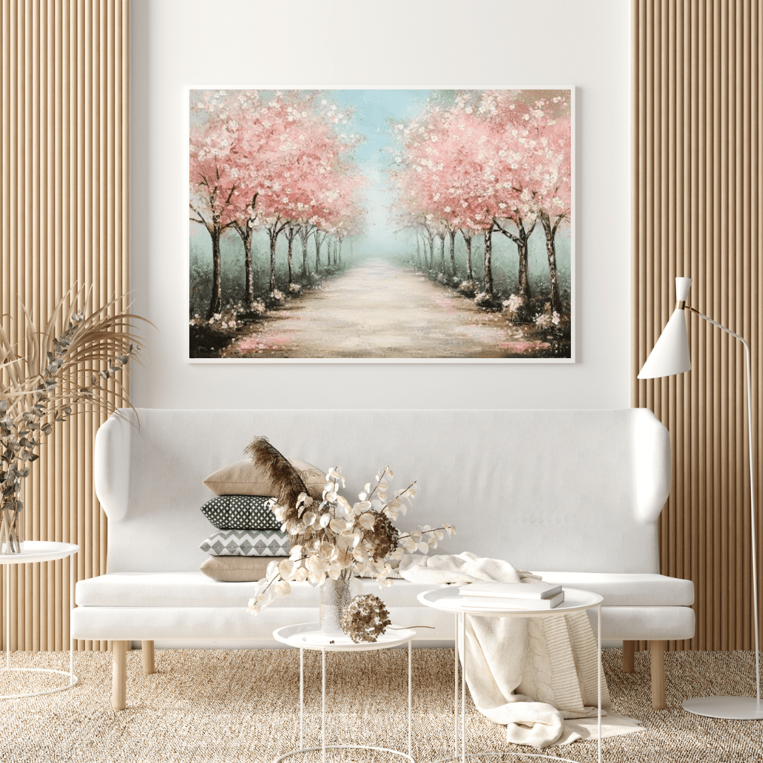 Cherry Blossom Pathway - Floral Wall Art - Aestheticanvas