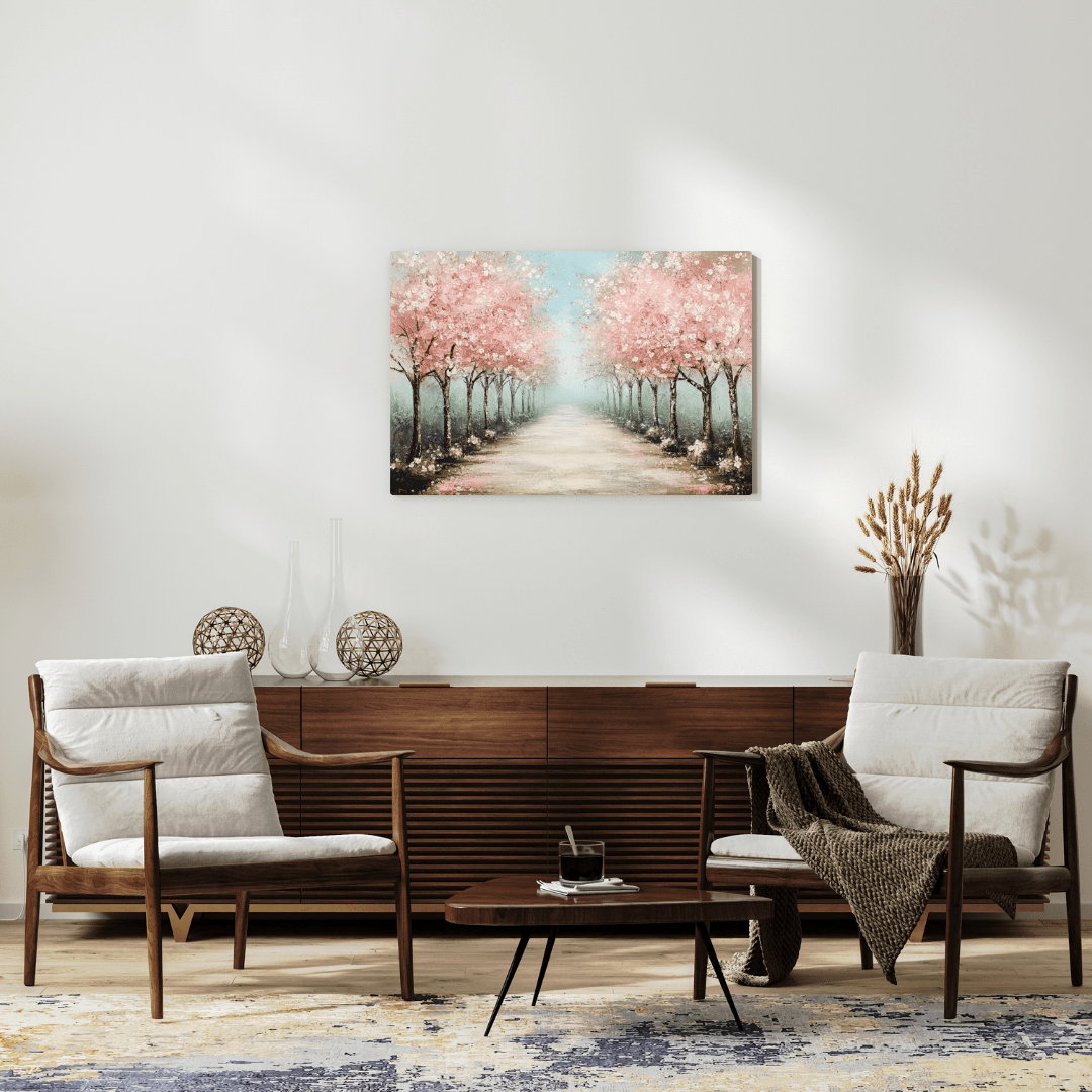 Cherry Blossom Pathway - Floral Wall Art - Aestheticanvas