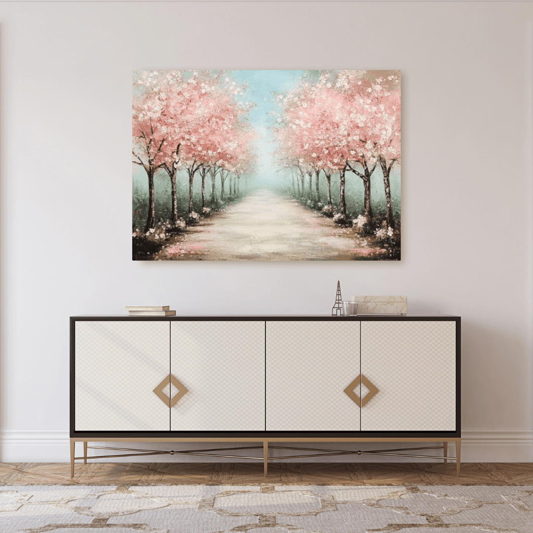 Cherry Blossom Pathway - Floral Wall Art - Aestheticanvas