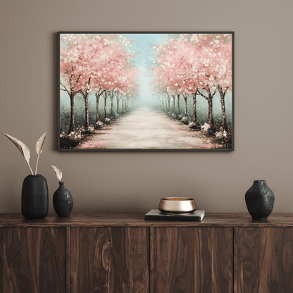 Cherry Blossom Pathway - Floral Wall Art - Aestheticanvas