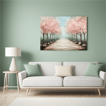 Cherry Blossom Pathway - Floral Wall Art - Aestheticanvas