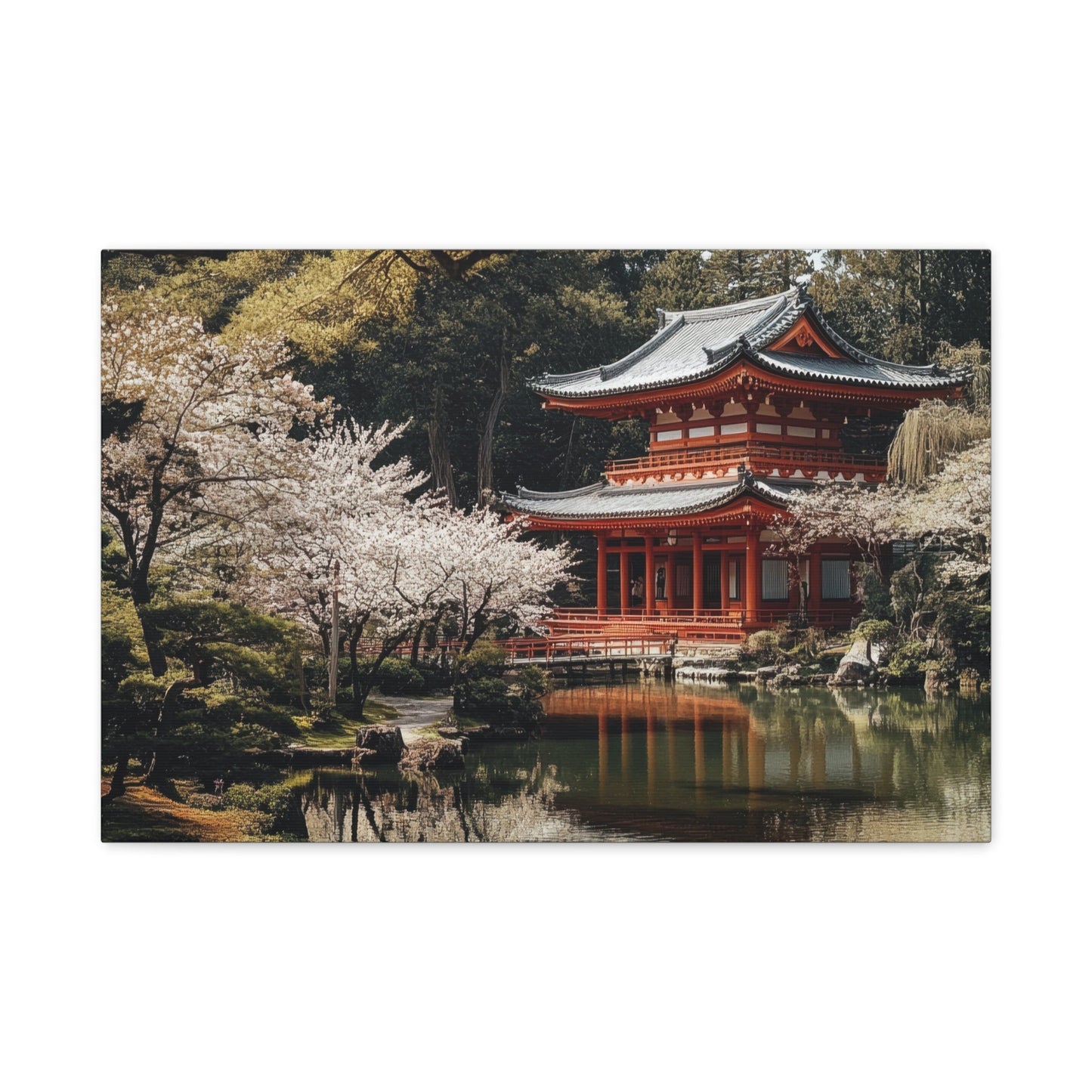 Cherry Blossom Temple - Japanese Wall Art - Aestheticanvas