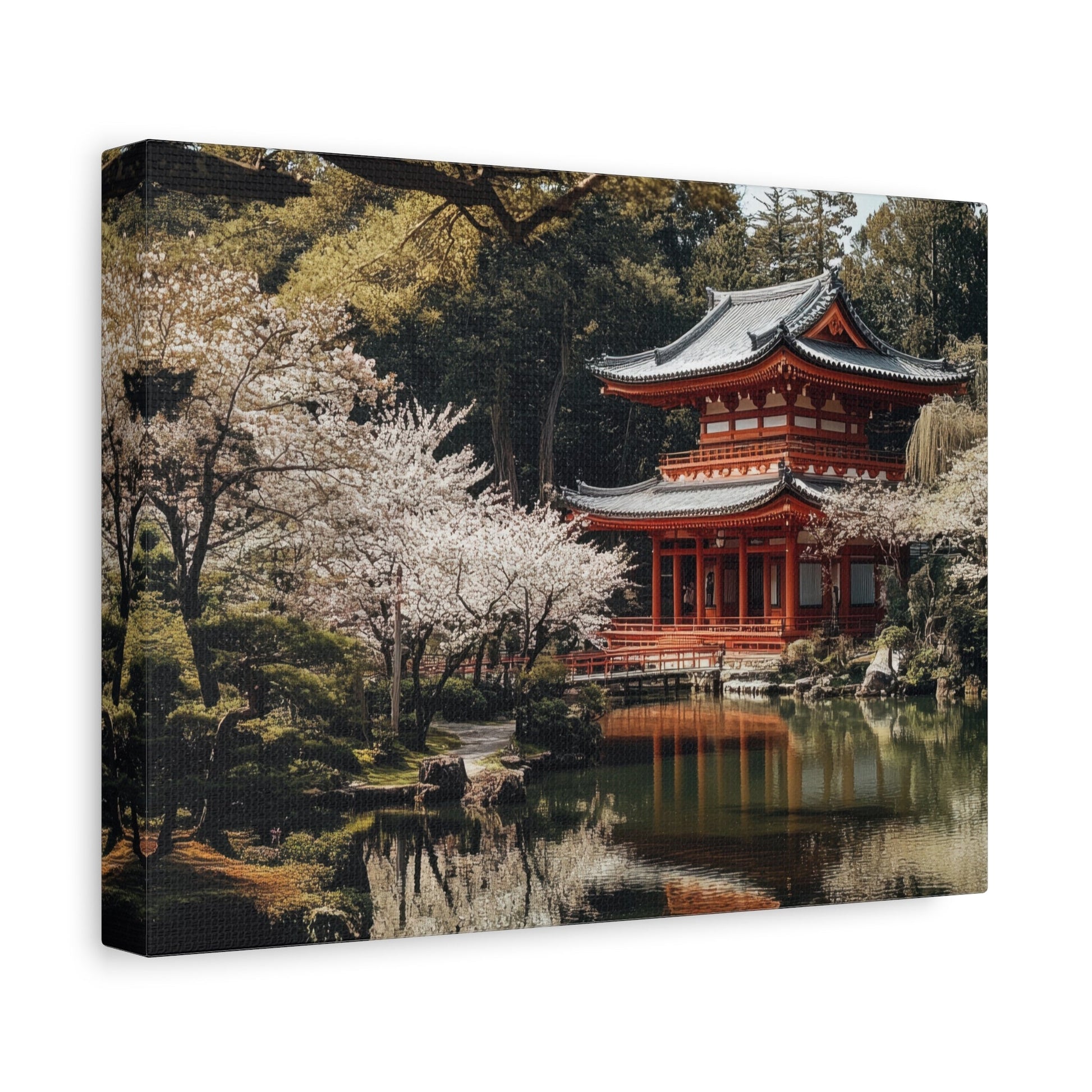 Cherry Blossom Temple - Japanese Wall Art - Aestheticanvas