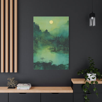 Chinese Moonlit Mountains - Landscape Wall Art - Aestheticanvas