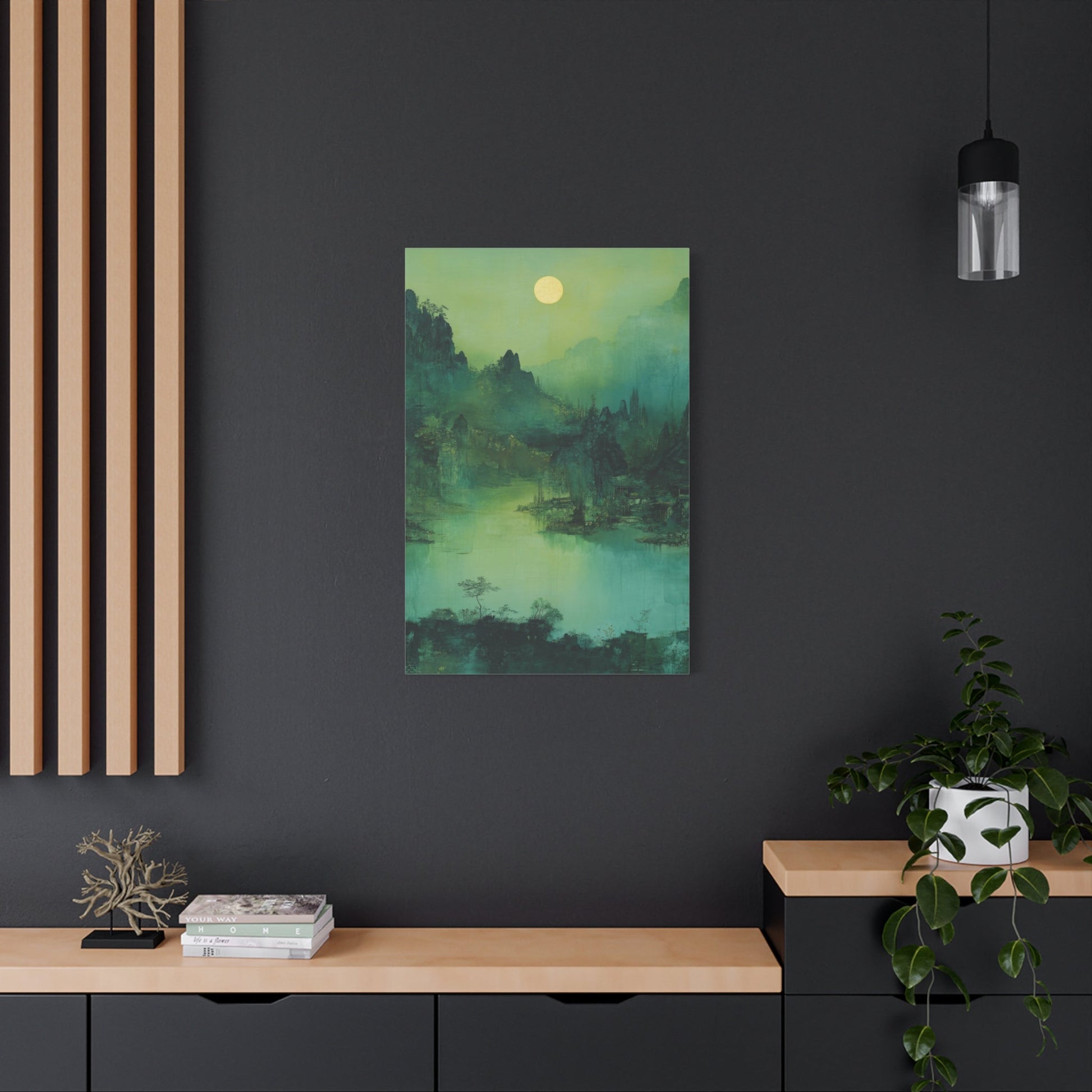 Chinese Moonlit Mountains - Landscape Wall Art - Aestheticanvas