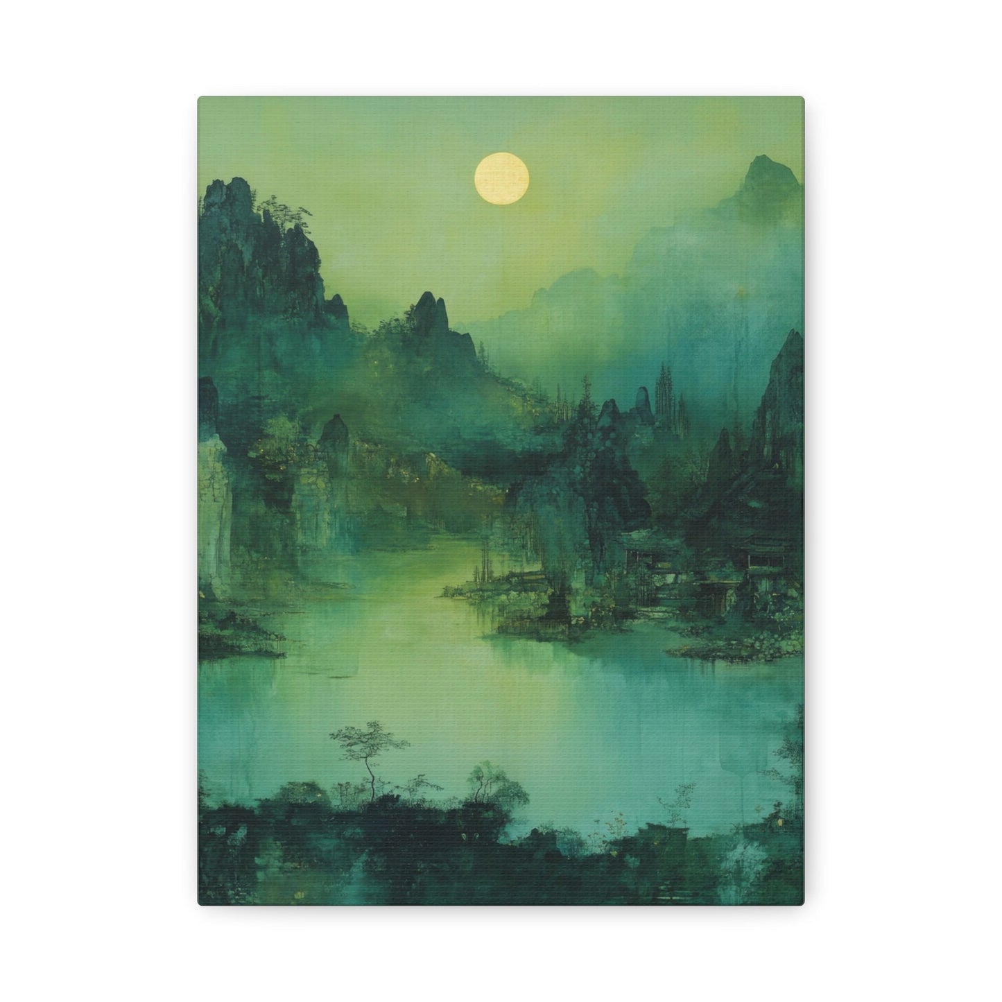 Chinese Moonlit Mountains - Landscape Wall Art - Aestheticanvas