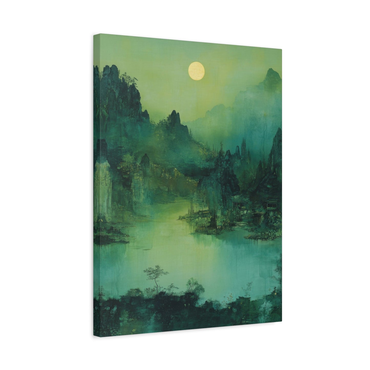 Chinese Moonlit Mountains - Landscape Wall Art - Aestheticanvas