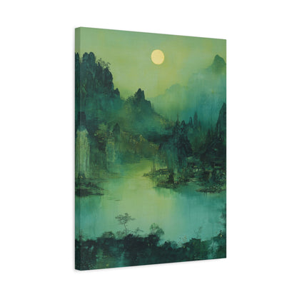 Chinese Moonlit Mountains - Landscape Wall Art - Aestheticanvas