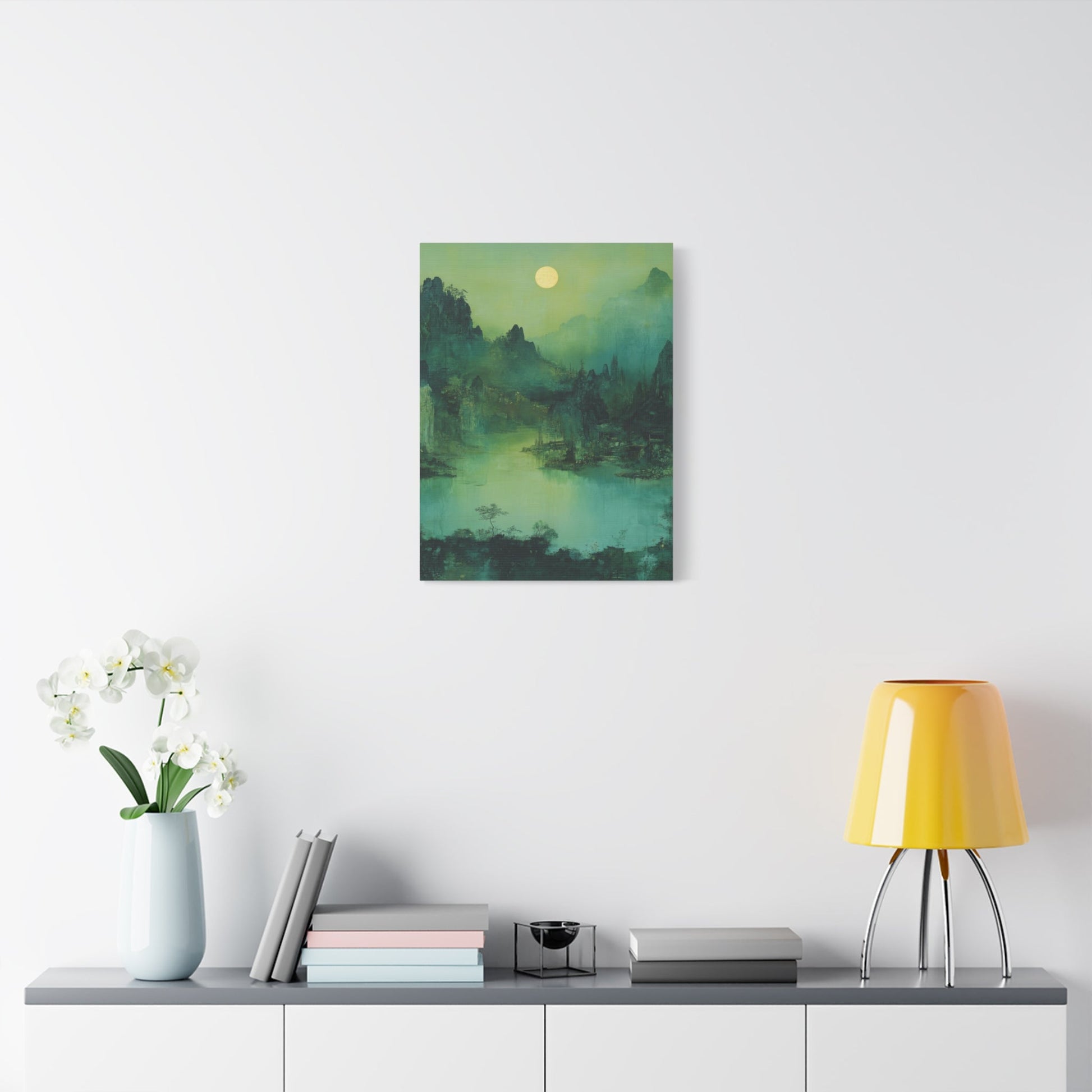 Chinese Moonlit Mountains - Landscape Wall Art - Aestheticanvas