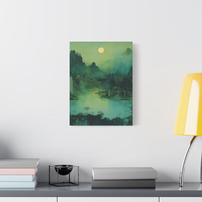 Chinese Moonlit Mountains - Landscape Wall Art - Aestheticanvas