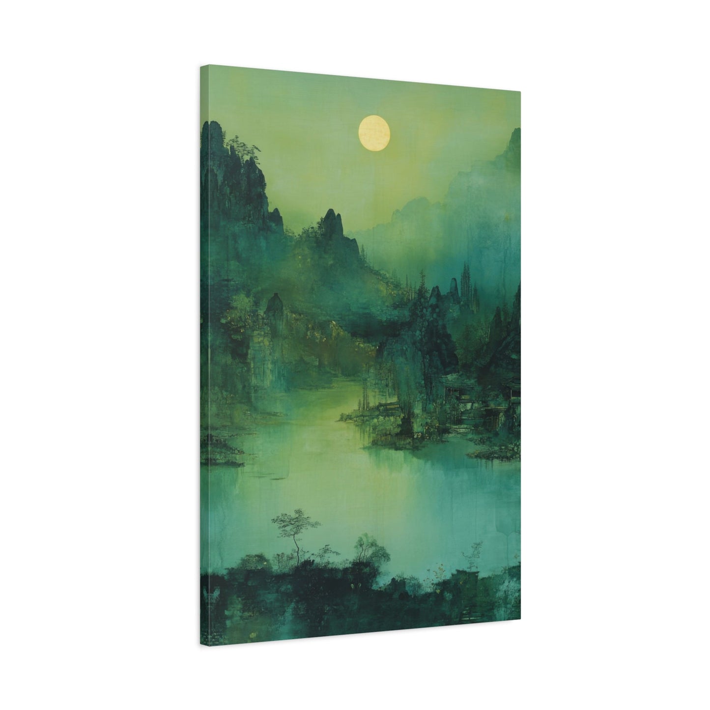 Chinese Moonlit Mountains - Landscape Wall Art - Aestheticanvas